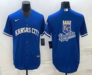 Men%27s Kansas City Royals Big Logo Blue 2022 City Connect Cool Base Stitched Jersey